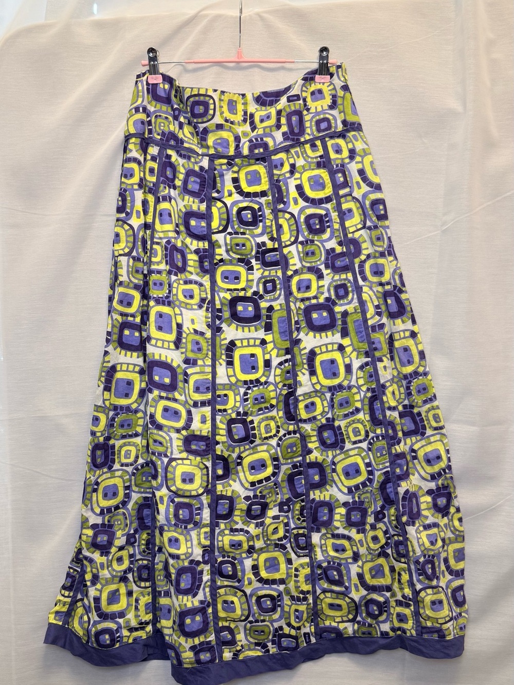 Vintage Purple & Lime Printed Maxi Skirt